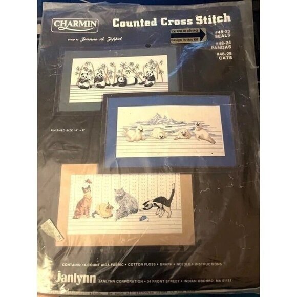 Cross Stitch Kit Janlynn Charmin Counted 48-23 Seals Only 16"X8" Vintage Sealed - Picture 8 of 10